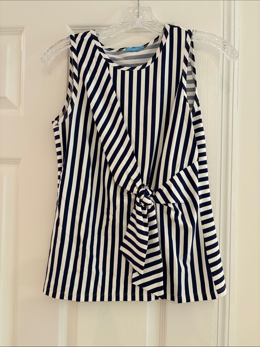 Navy and White Striped Knot Front Tank Top J McLaughlin
